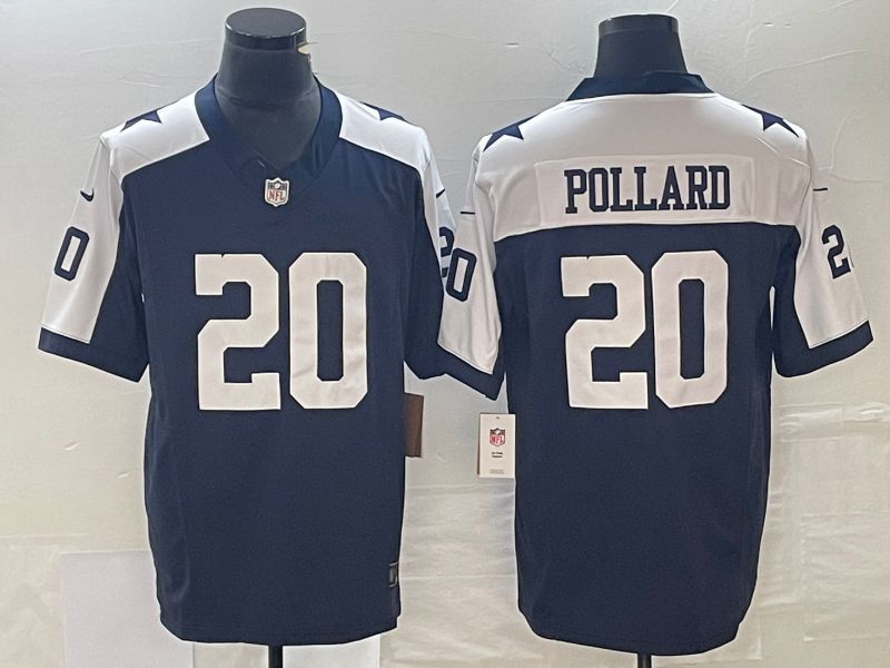 Men Dallas Cowboys #20 Pollard Blue Thanksgiving 2023 Nike Vapor Limited NFL Jersey
